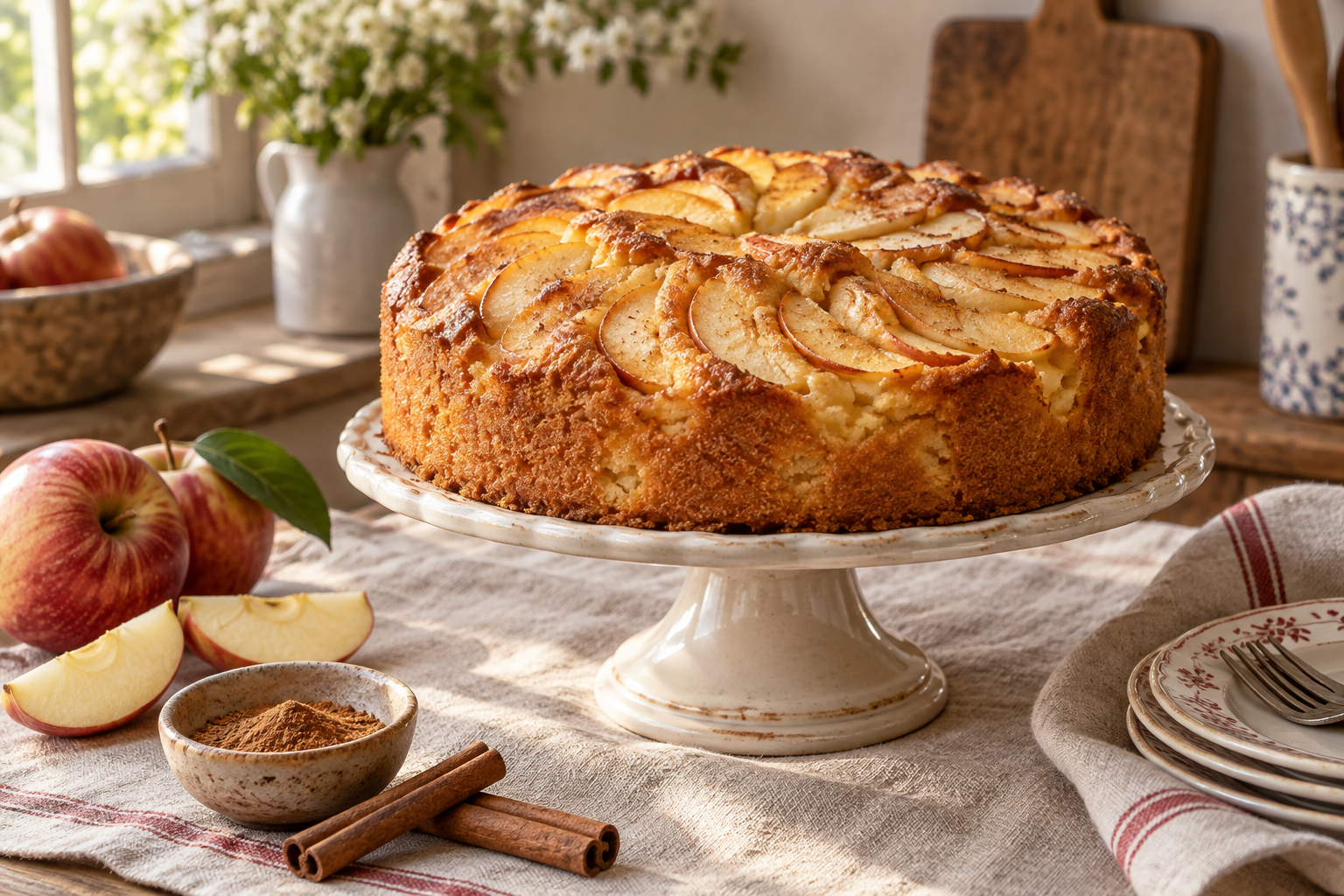 Torta di mele soffice appena sfornata